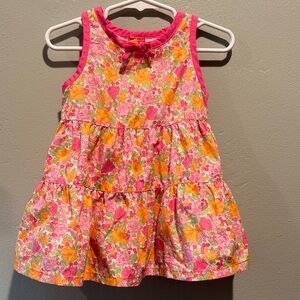 Hanna Andersson Floral Pink and Orange Sleeveless Girls Playground Dress Set